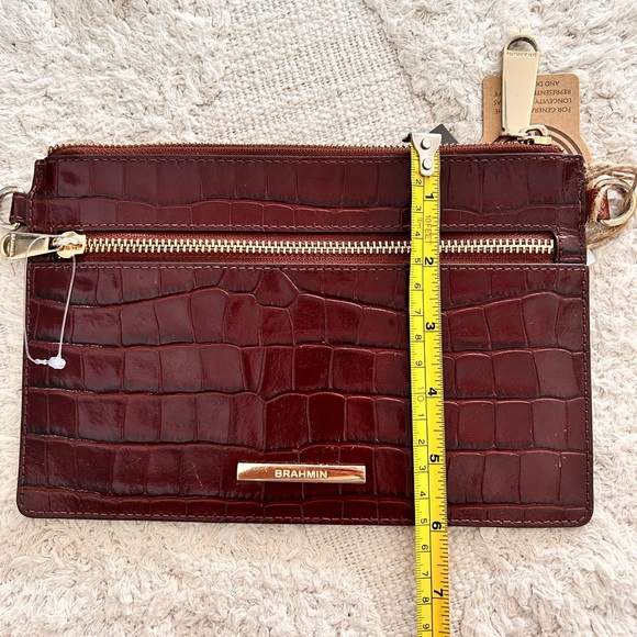 Brahmin crocodile Leather Chocolate Cherry Leather Clutch - Picture 12 of 12